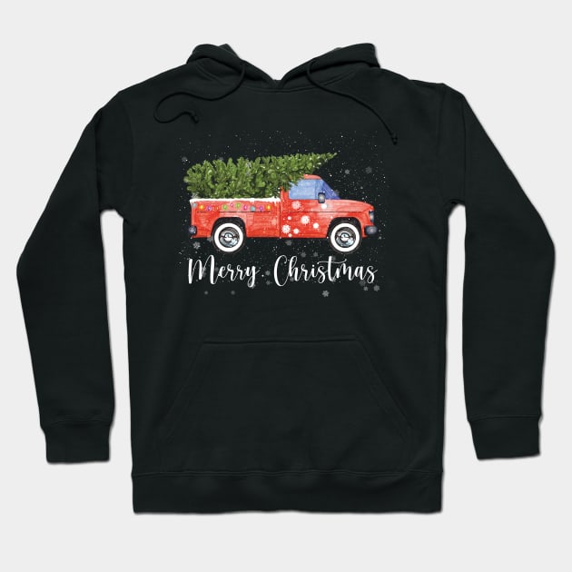 Vintage Wagon Red Truck Christmas Tree Pajama Hoodie by heart teeshirt